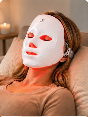 Lindsey Brown using LED Light Therapy Mask