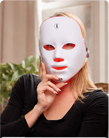 Rachel Adams with LED Light Therapy Mask